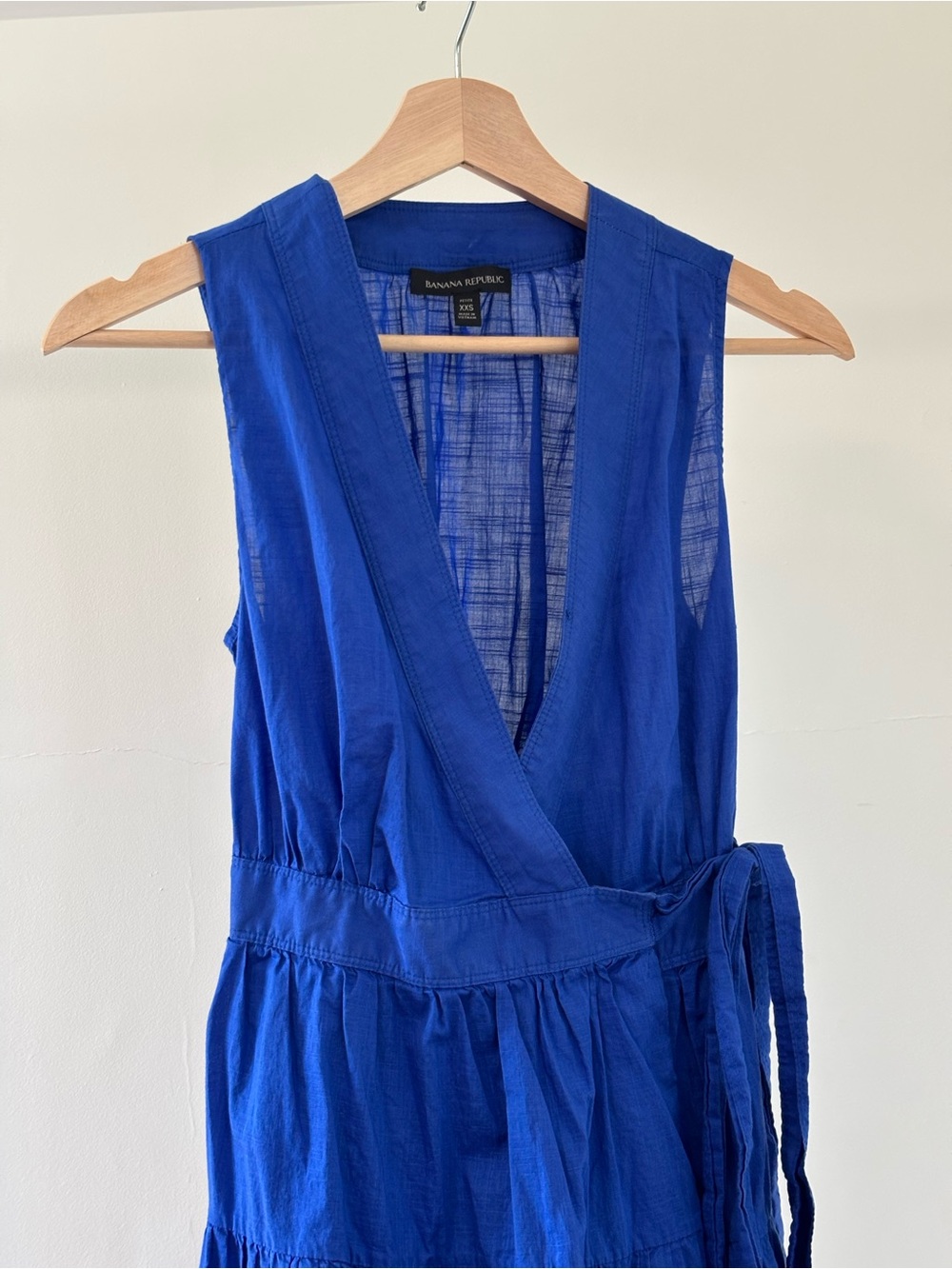 Banana Republic Sleeveless Wrap Cotton Midi Dress - Cobalt - Picture 4 of 9